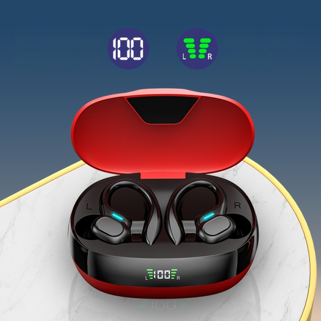 Hörlurar med sportöronhake LED-displayfodral Carvallo