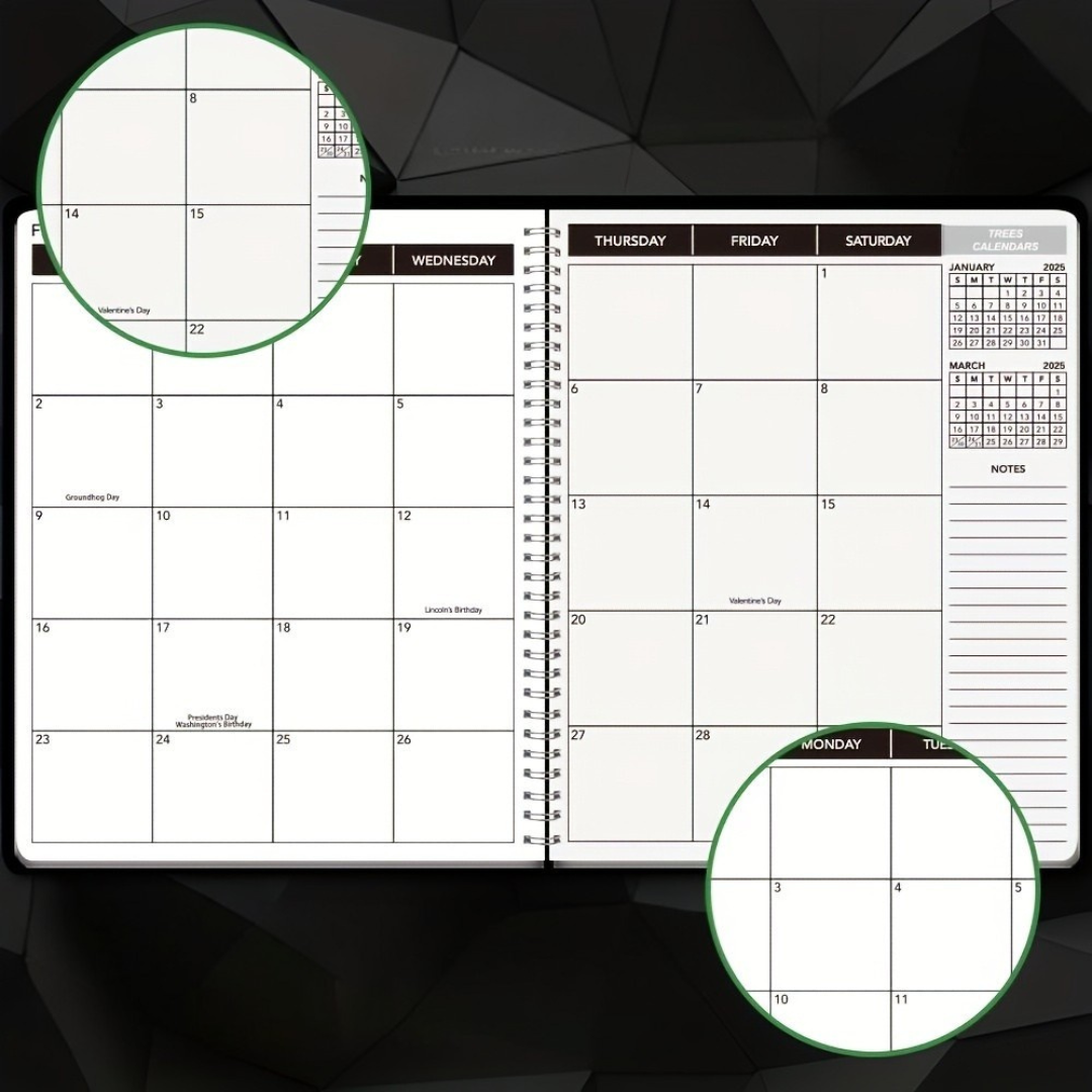 Månatlig Pappersplanerare med Spiralbindning Carvallo