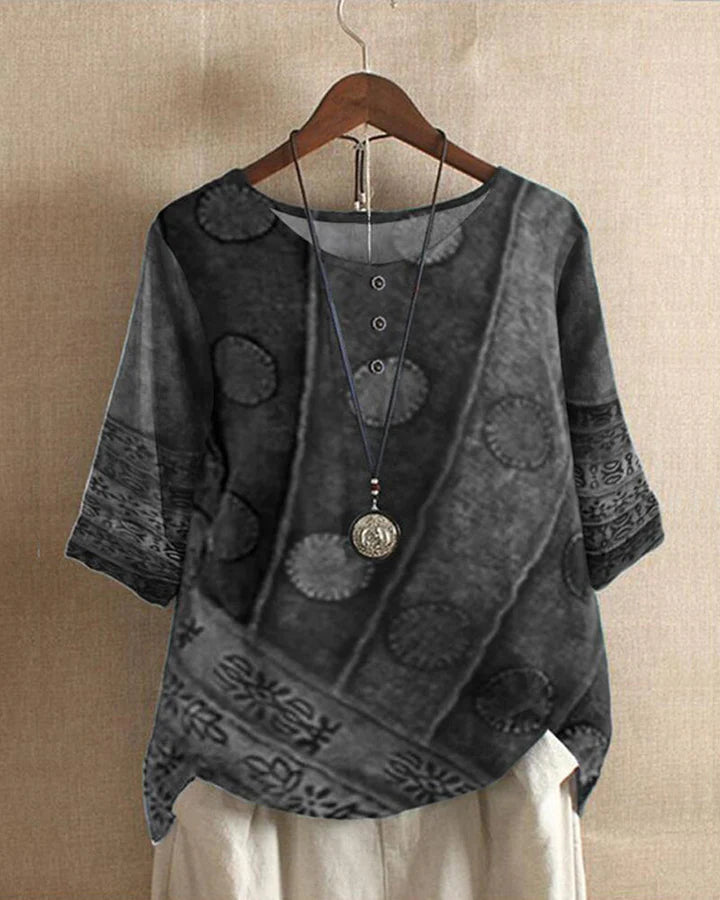 Snygga Blusar Dam Vintage Löst Fit Lätt Polyester Hemnix