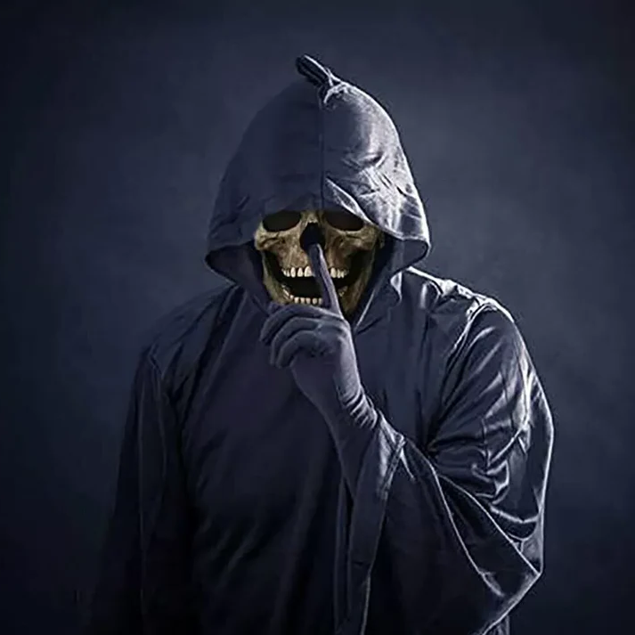 RoyaleGlow Rörlig Käft Realistisk Fullt Huvud Skallemask - Mänsklig Skelettmask för Halloween Fest Carvallo