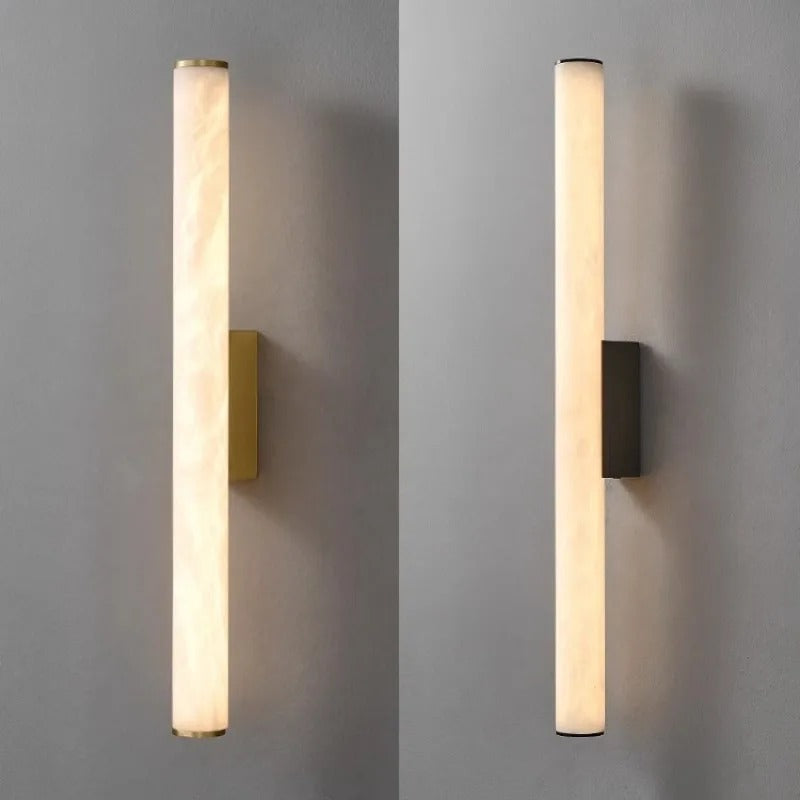 Minimalistisk Marmor Vägglampa | Lång Strip Koppar LED Sconce | Inomhusbelysning | Brick by Brick Carvallo