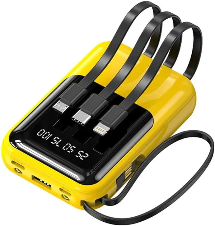 10 000 mAh kompakt powerbank — Snabbladdande bärbart batteri med inbyggda kablar och LED-display MILA Sverige