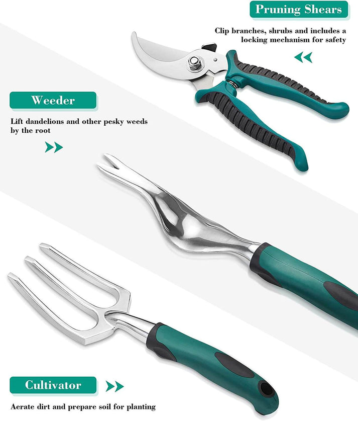 Carvallo-Set FloraMeister 11in1 | Komplettset med väska | Ergonomisk & Rostfri | För nybörjare & proffs Carvallo