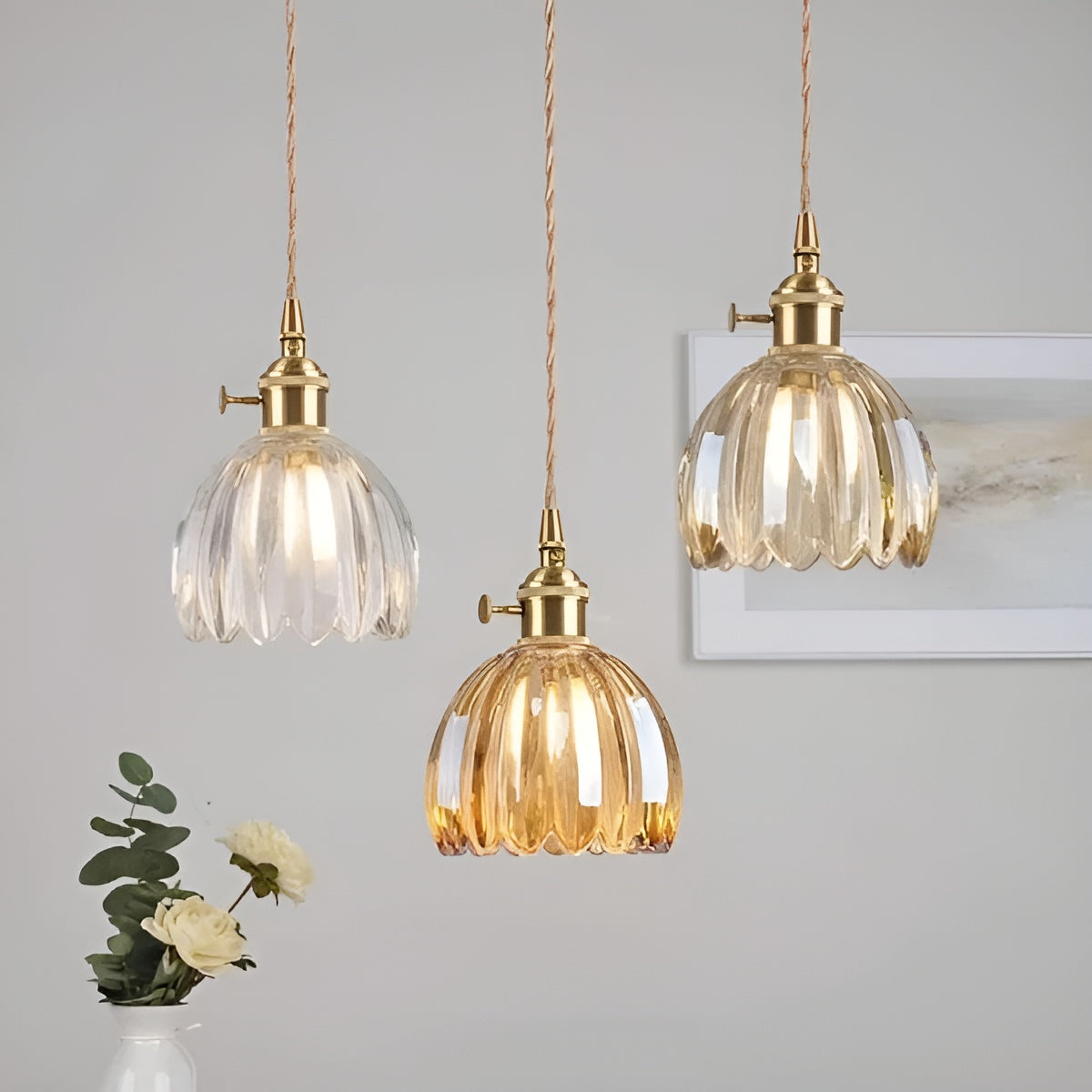 Taklampa med blomglas – Japansk design för mysiga rum Carvallo