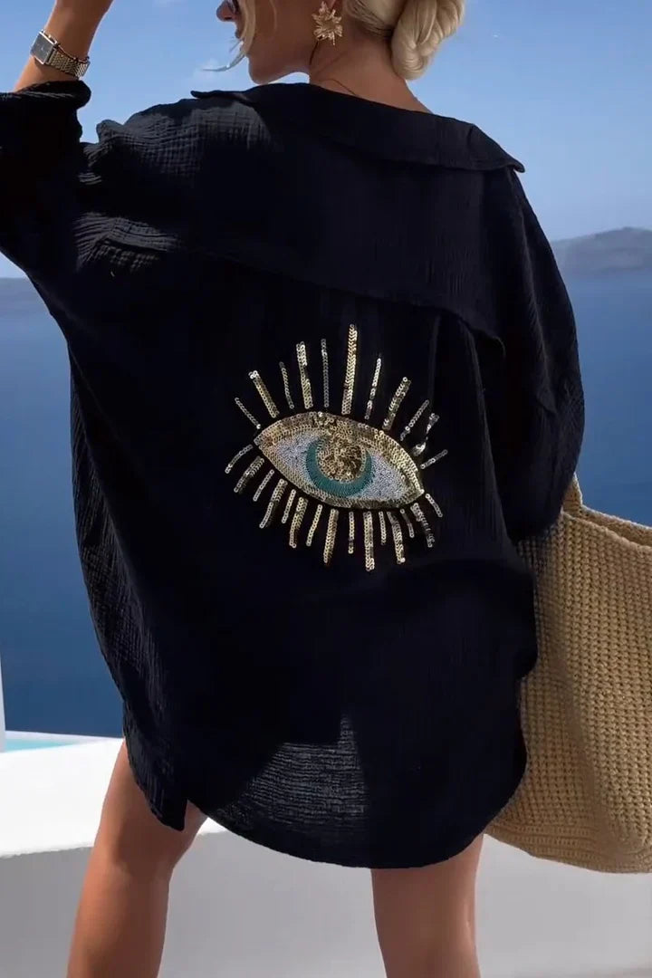 Damer Överdimensionerad Skjorta Mjuk Bomull-Skjortor-Bellasverige-Svart-XS-Hemnix