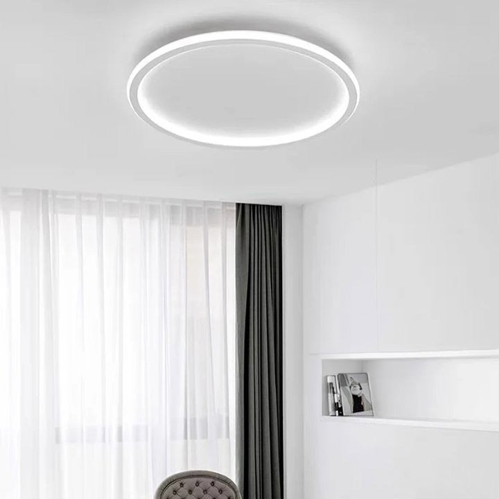 Ultra-tunn modern taklampa | Flush Mount LED för låga tak | Rund & dimbar Carvallo