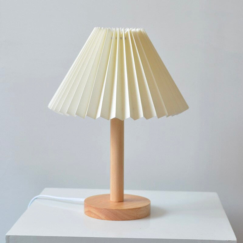 Trä Sängbordslampa Med Vikbar Skärm Vintage Design Carvallo