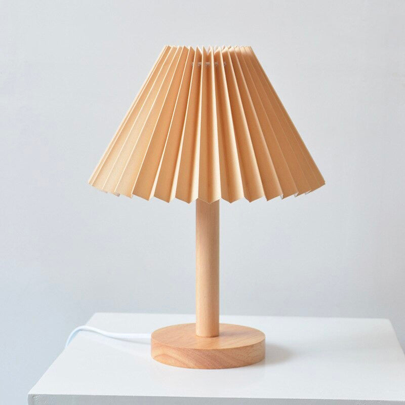 Trä Sängbordslampa Med Vikbar Skärm Vintage Design Carvallo