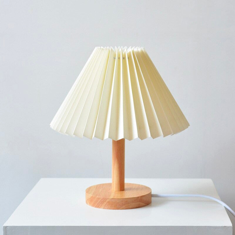 Trä Sängbordslampa Med Vikbar Skärm Vintage Design Carvallo