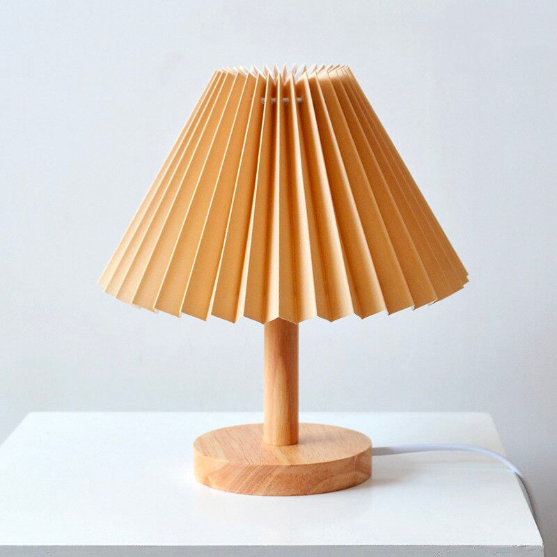 Trä Sängbordslampa Med Vikbar Skärm Vintage Design Carvallo