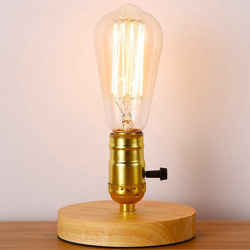 EdisonWood Bordslampa – Vintage Bordslampa i Trä & Aluminium Hemnix