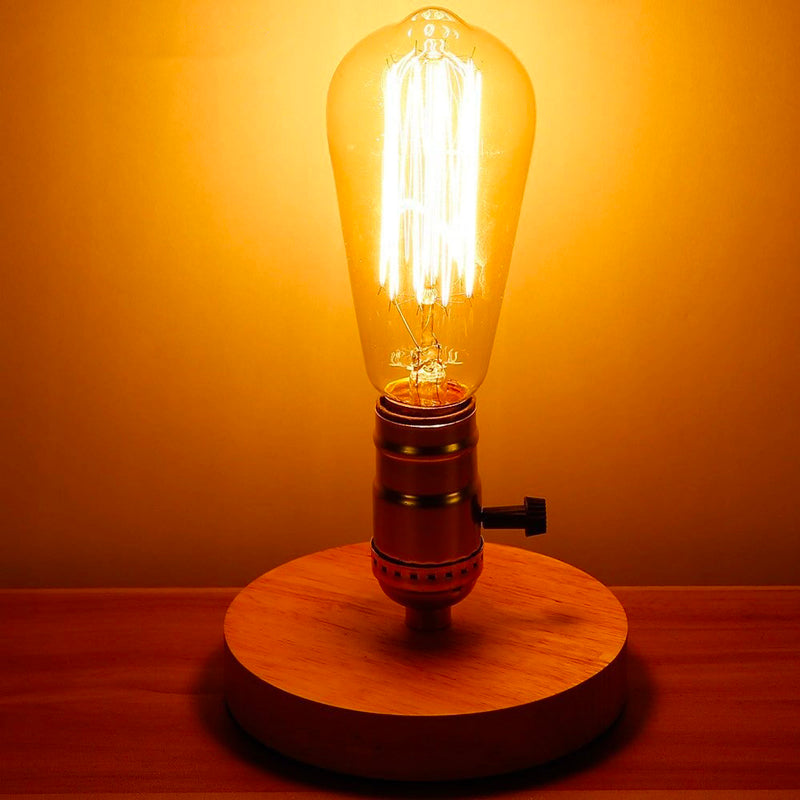 EdisonWood Bordslampa – Vintage Bordslampa i Trä & Aluminium Hemnix
