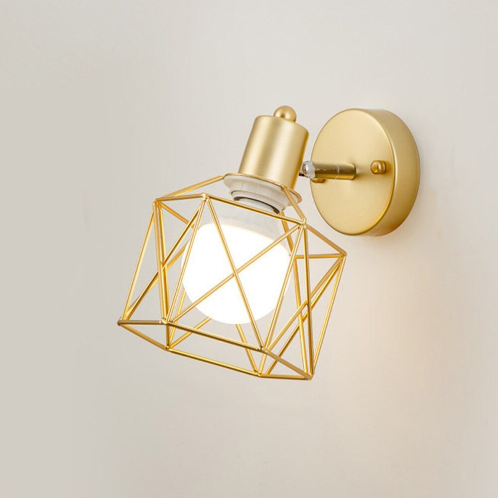 Cage Industriell Vägg Sänglamp med Metall och Trä Design Carvallo