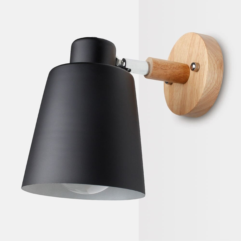 Trä Modern Vägg Sänglampa med Vintage Klockform Carvallo