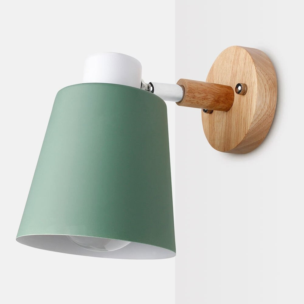 Trä Modern Vägg Sänglampa med Vintage Klockform Carvallo