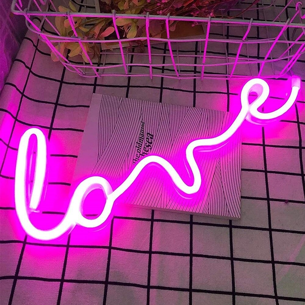 LOVE Neon Light Sänglampa med Beröringskontroll och 8 Färger Carvallo