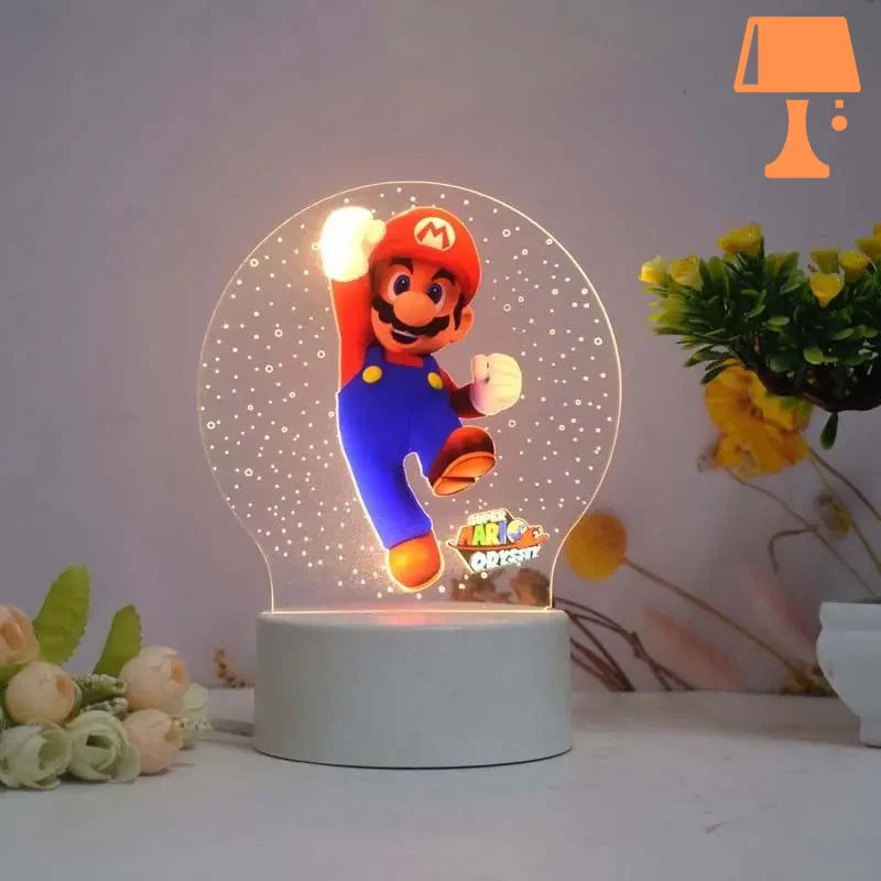 PixelGlow - Super Mario sänglampa med akrylskiva och livligt Mario-design Carvallo