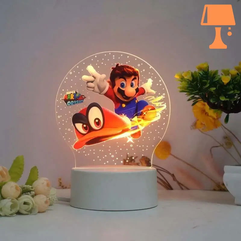 PixelGlow - Super Mario sänglampa med akrylskiva och livligt Mario-design Carvallo