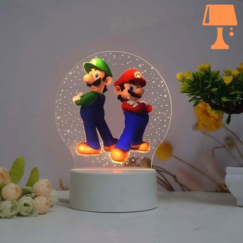 PixelGlow - Super Mario sänglampa med akrylskiva och livligt Mario-design Carvallo