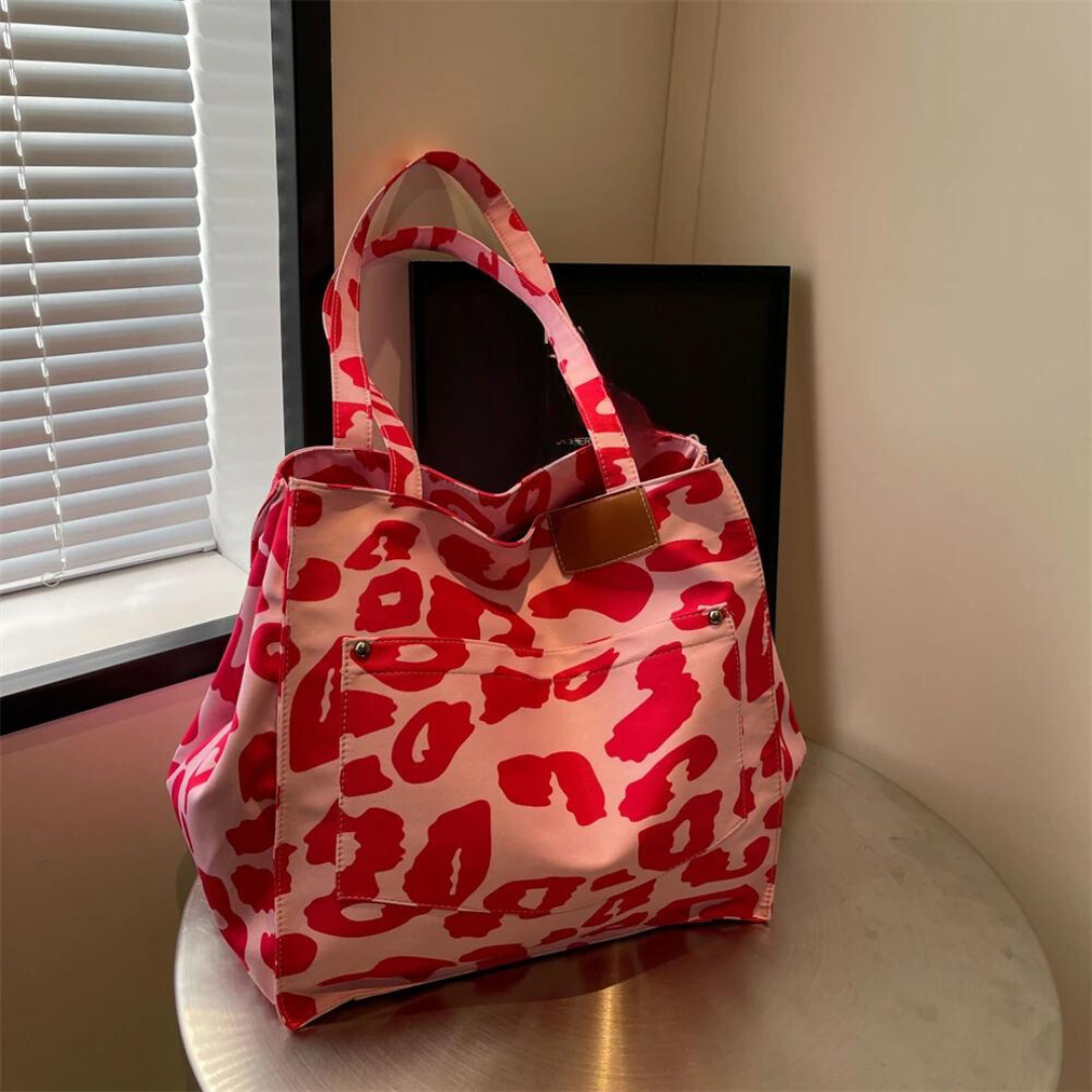 Överdimensionerad Axelväska med Leopardmönster-Bags-Hemnix-Pink-Hemnix