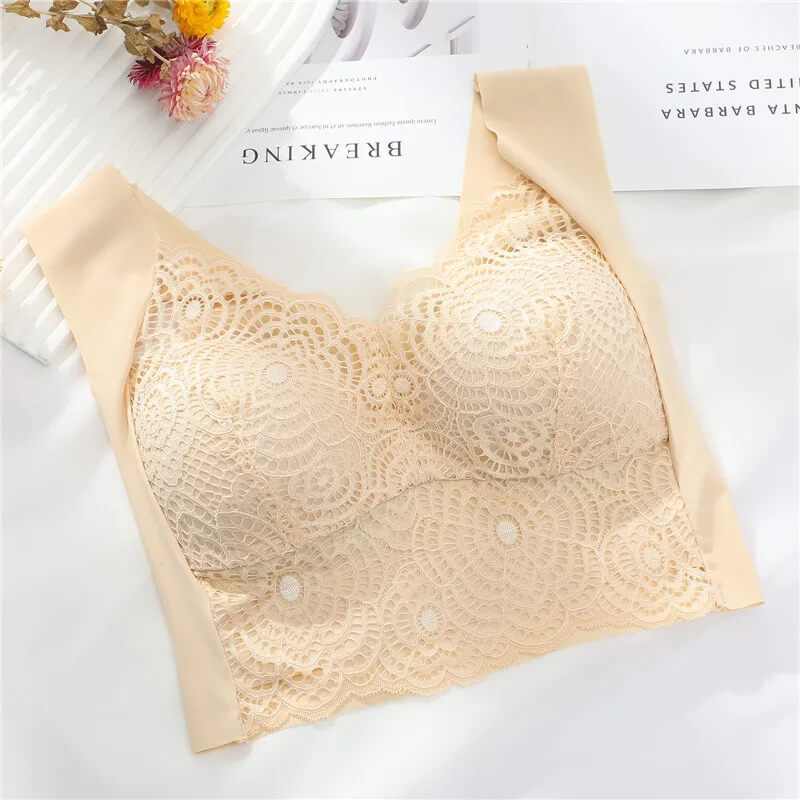 ComfortMax - Plus Size Sömlös BH för Kvinnor M-5XL - Trådlös Minimizer - Push Up-Personligt-BB-Biege-Medium-Hemnix