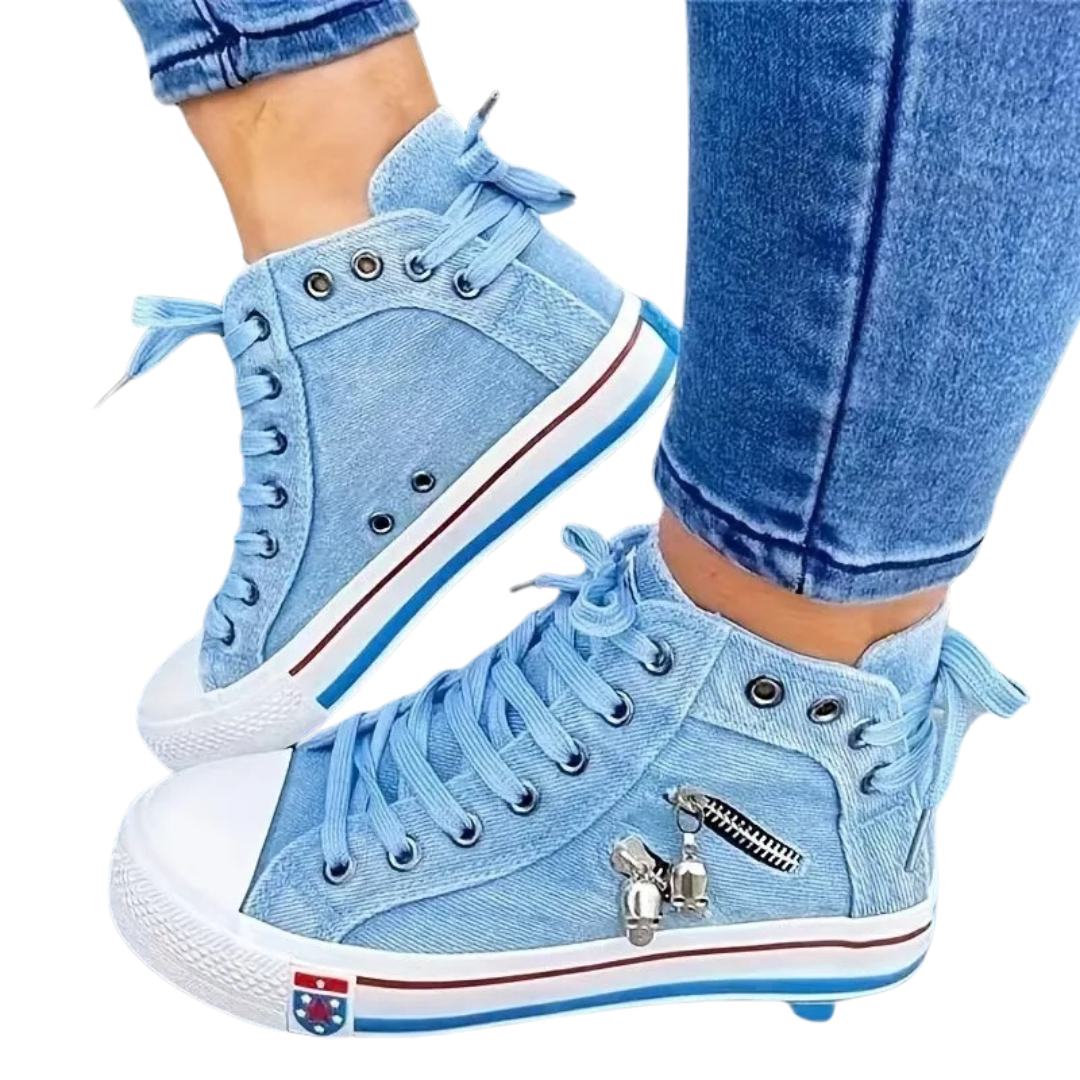 Denim Hi-Top Sneakers För Kvinnor-Shoes for Women-Hemnix-Ljusblå-35-Hemnix