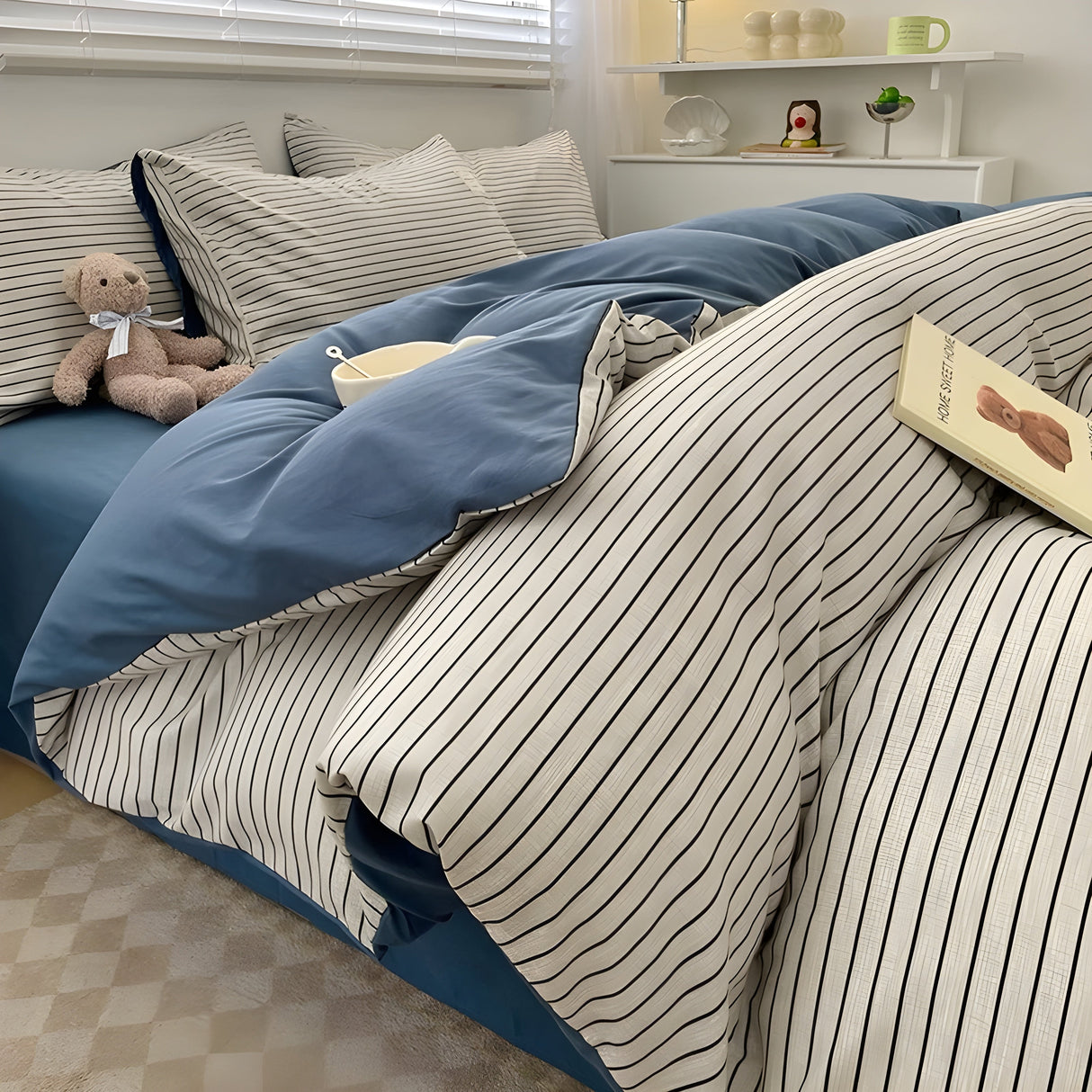 DreamPlaid Sängkläder Set - Nordisk Rutmönster Bomull Sängkläder Set Carvallo