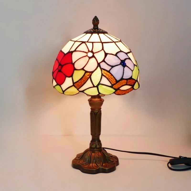 Retro barock LED-bordslampa E27 - Vintage Tiffany-glas MILA Sverige