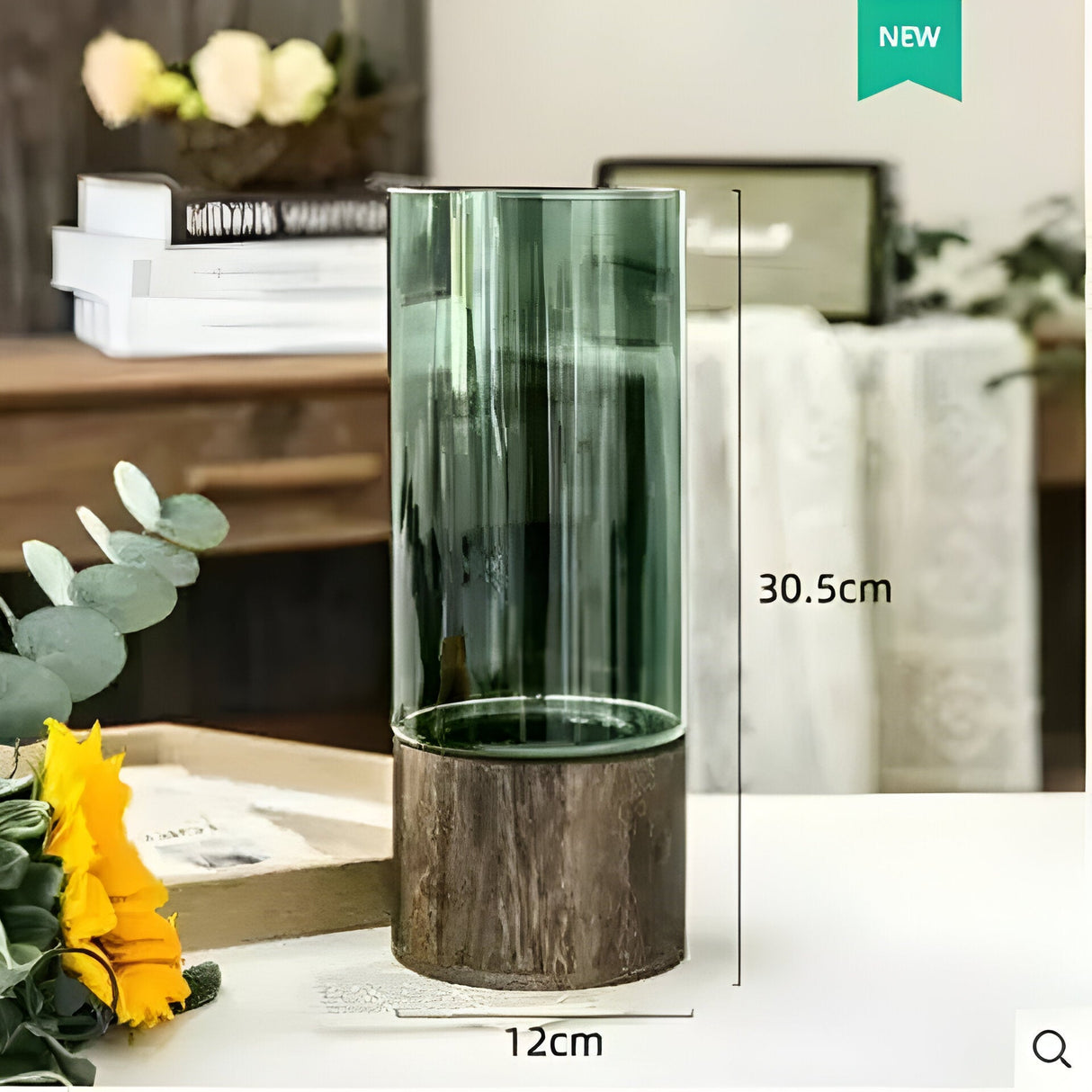 TranquilBloom Vas – Europeisk Hydroponics Trä- och Glasvas Carvallo