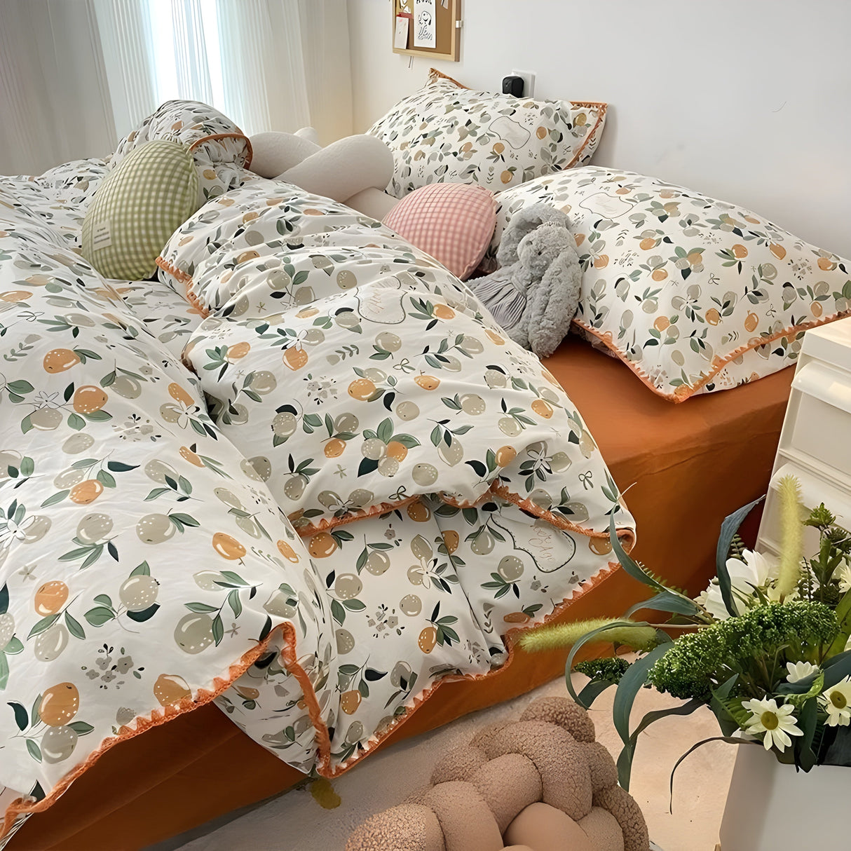 SoftBloom Sängkläder Set - Elegant sängkläder set tillverkat av bomull med blommönster Carvallo