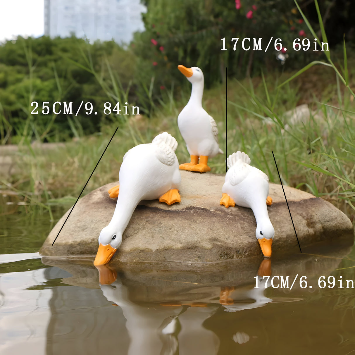 PuddlePals Skulptur – Lantstil Anka & Gås Figur Carvallo