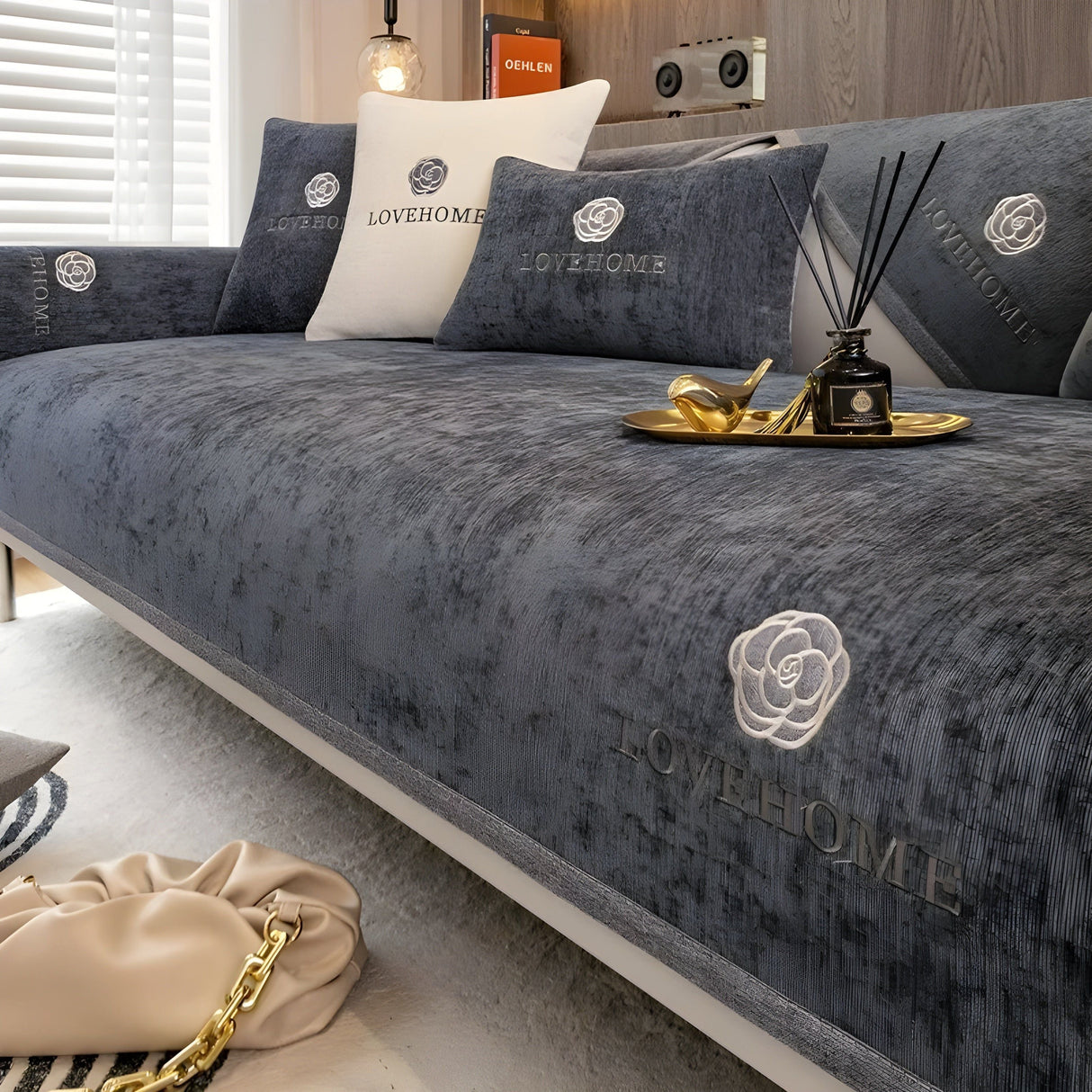 LuxeWrap Sofabeklädnad - Modern, Rutschskydd Sofakudsskydd Carvallo