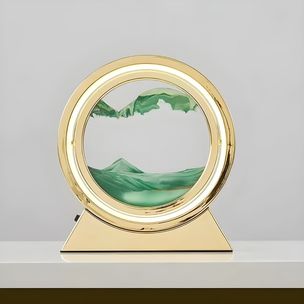 Sandbildslampa – LED-bordslampa med 3D sandmotiv | Avkopplande dekoration för vardagsrum och kontor Carvallo