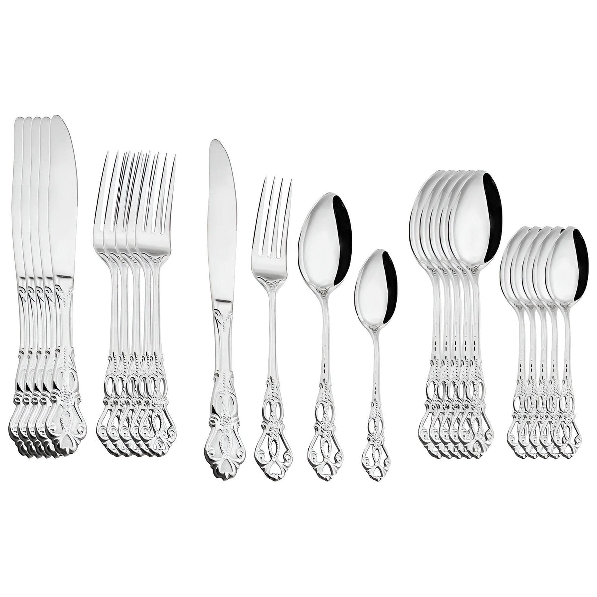 LuxeDining Bestick Set - Rostfritt Stål Diskmaskinssäkert Bestick Set Carvallo