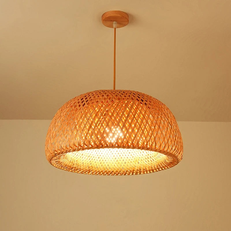 Handgebreide hanglamp van bamboe-Hemnix-30x18cm-Hemnix