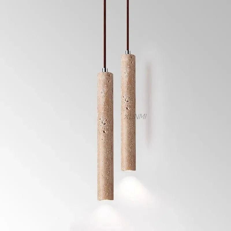 Radiance - Minimalist Lång Linje Travertin Wabi-Sabi Stil LED Kandelaber Ljus Carvallo