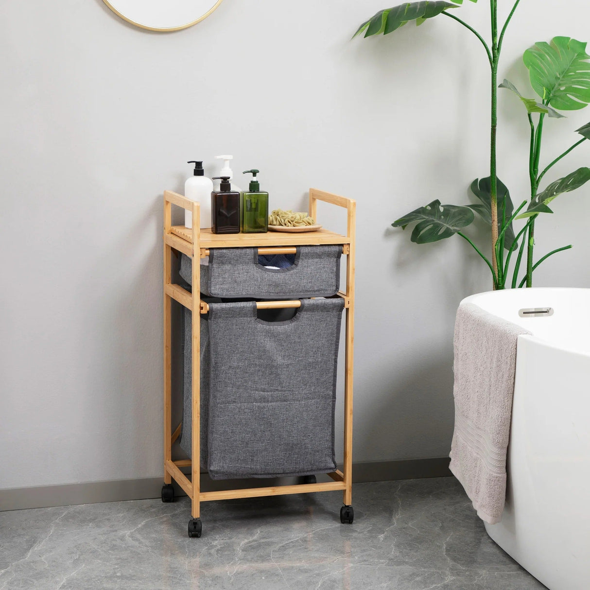 BambooEase Korg – Avtagbar bambus tvättkorg Carvallo
