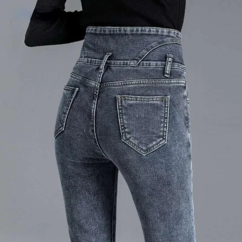 Termiska skinny jeans med hög midja-Bellasverige-Hemnix