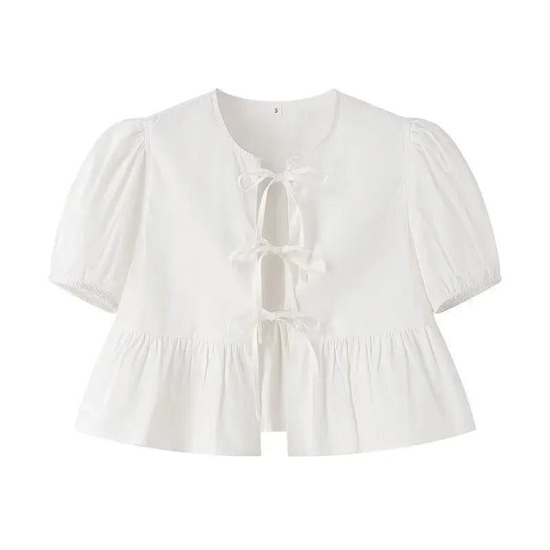 Front Tie Ruffle Crop Top-Bellasverige-Vit-S-Hemnix