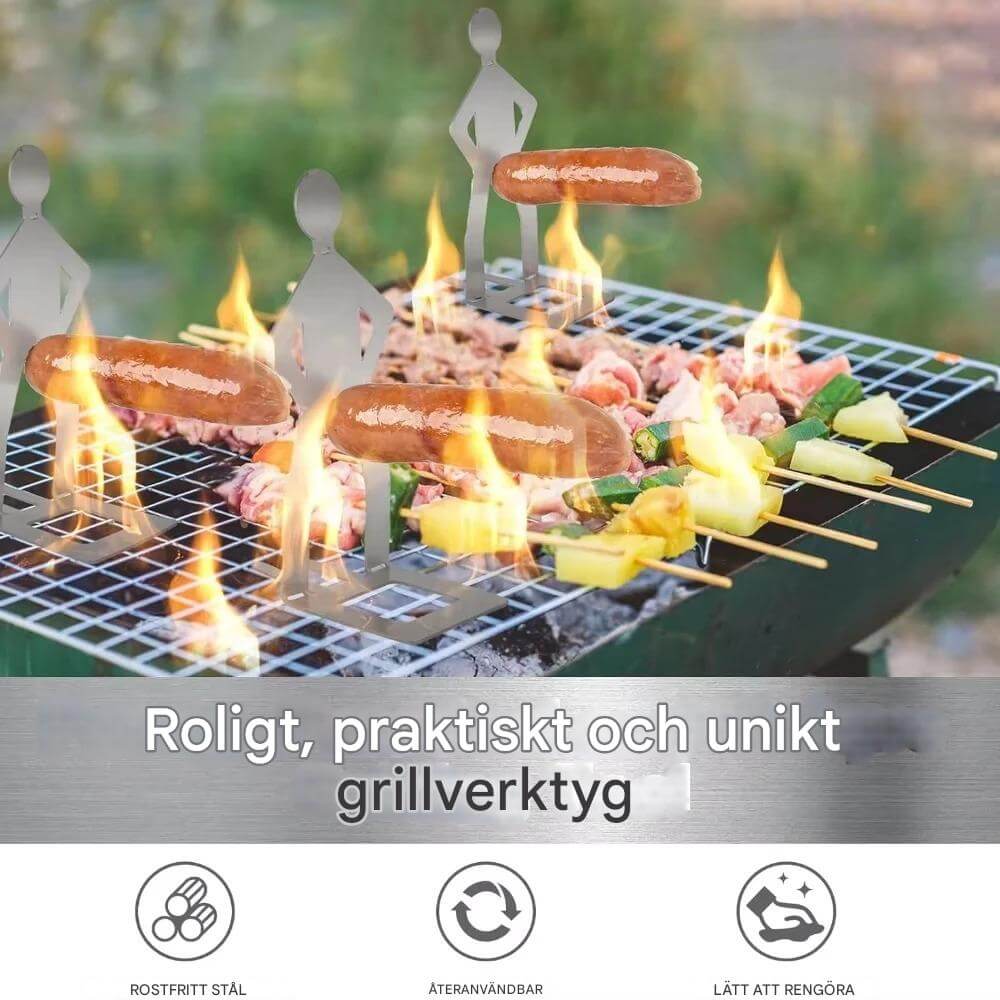 Sausbro - Bärbar korvhållare i rostfritt stål för camping, grill och picknick 5st-Kitchen Organizers-BB-Hemnix