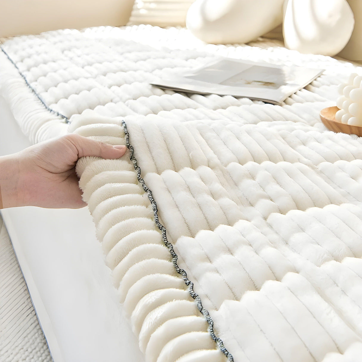 Kord Sofföverdrag – Tjockt, Rutsksäkert och Dekorativt | Perfekt Skydd för Soffa Carvallo