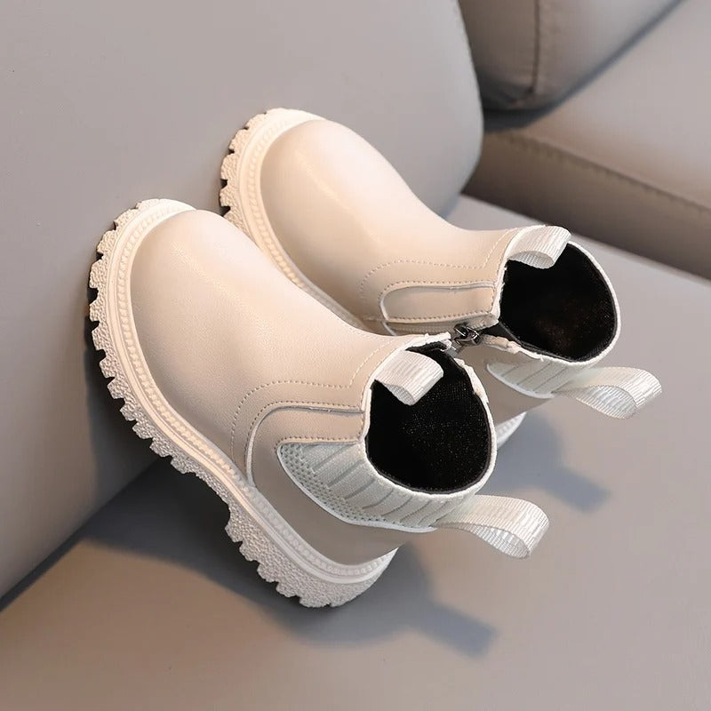 Läderstövlar med sidozipp för barn Hemnix