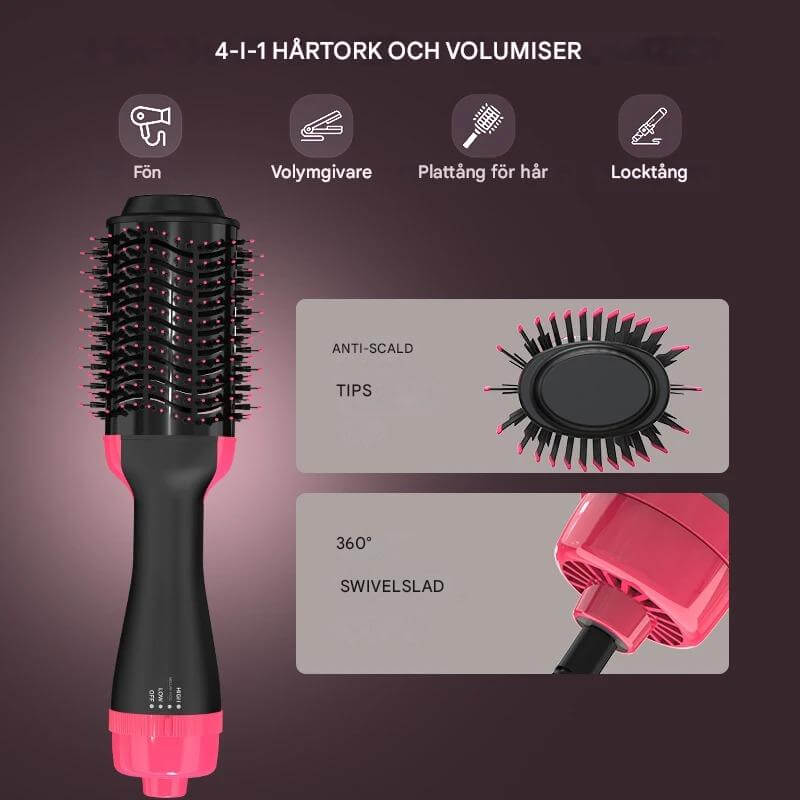StylePro – 4-i-1 Varmluftsborste för Fön, Volym och Styling | Smidig Hårstyling med En Enhet-Hot Air Brushes-BB-Hemnix