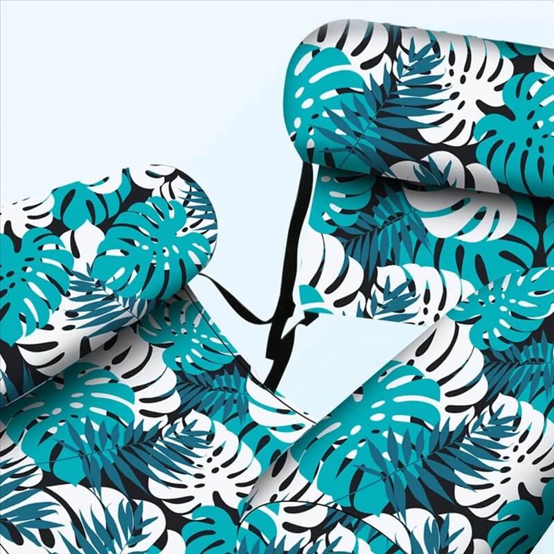 HydroHammock – Uppblåsbar Flytstol för Vuxna | Bekväm Poolhängmatta med Nackkudde & Plantmönster-Pool Floats-BB-Hemnix