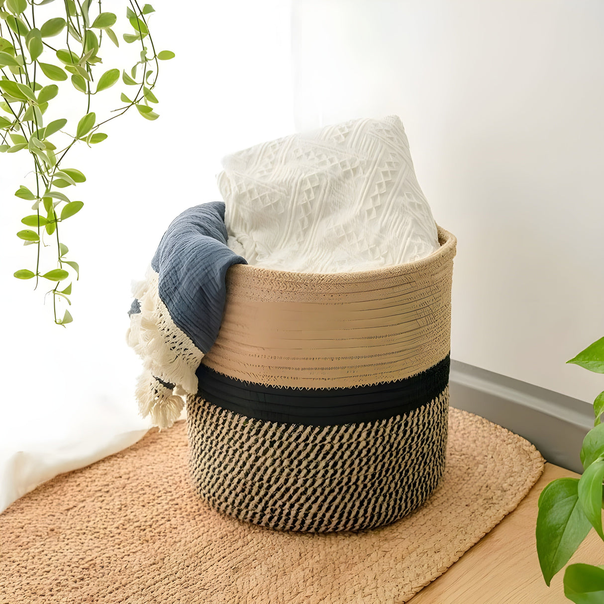 CottonCraft Korg - Fällbar Flätad Seilkorg Carvallo