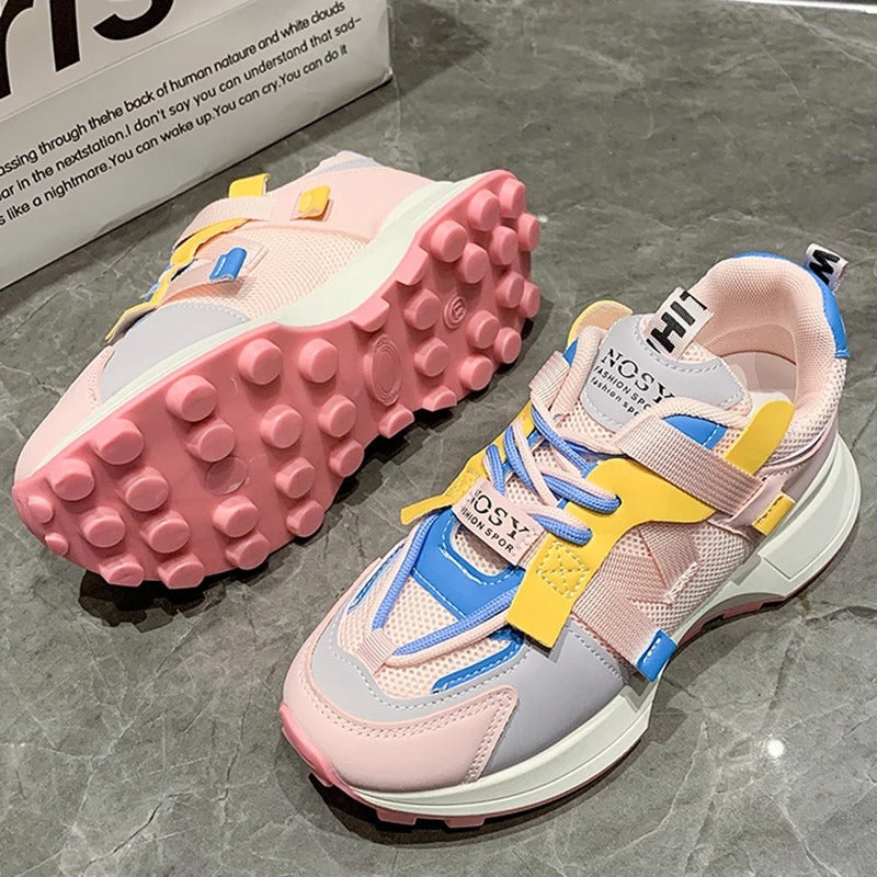 Andningsaktiva färgade sneakers för kvinnor-Hemnix-Hemnix