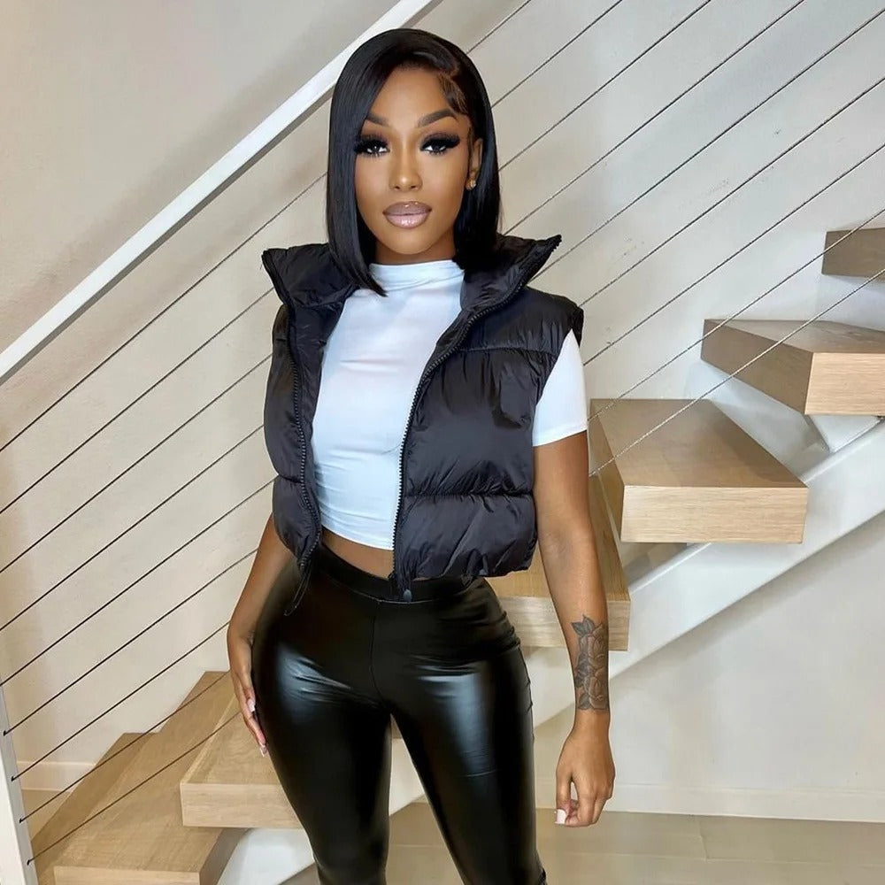 Croppad pufferväst för kvinnor Bellasverige