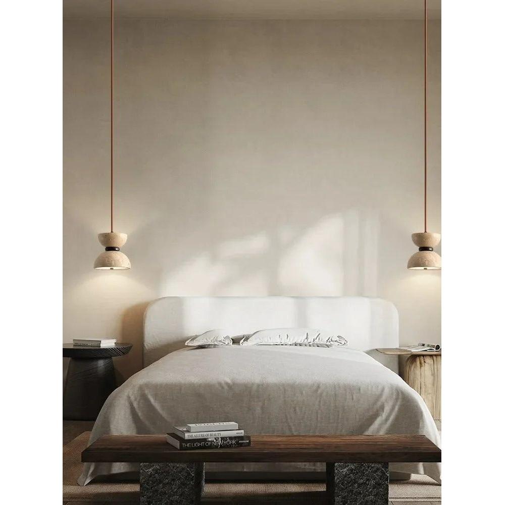 GlowZen Lampa - Rumsinredning Travertin LED Pendellampor - Wabi Sabi Carvallo