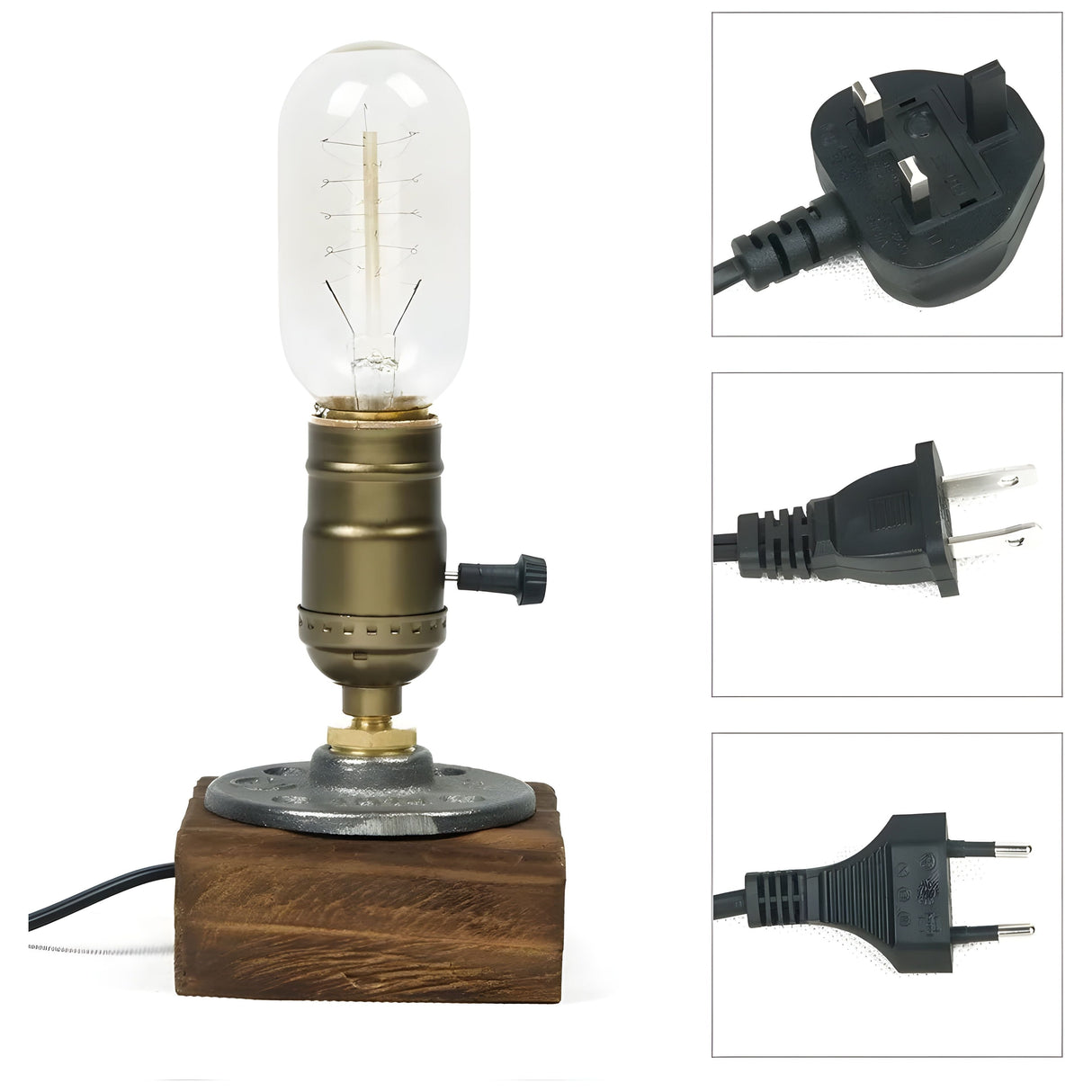 RetroGlow Lampa - Retro LED Bordslampa med Strömbrytare Carvallo