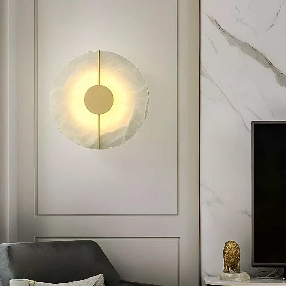 LED-vägglampa i marmor design – Varmvitt ljus för mysigt vardagsrum och sovrum Carvallo